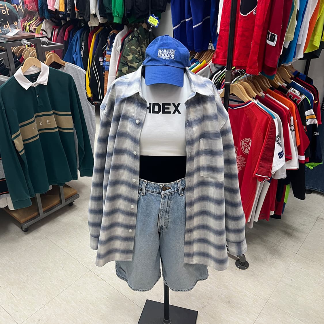 ZARA 자라 오버핏 옥스포드 체크 셔츠 남방 L 상품이미지3