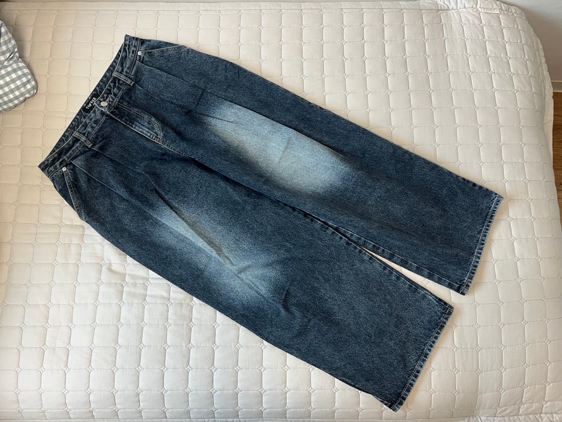 토피 컴포트 투턱 워시드 와이드 데님 팬츠 미드나잇 그레이 M 상품이미지1