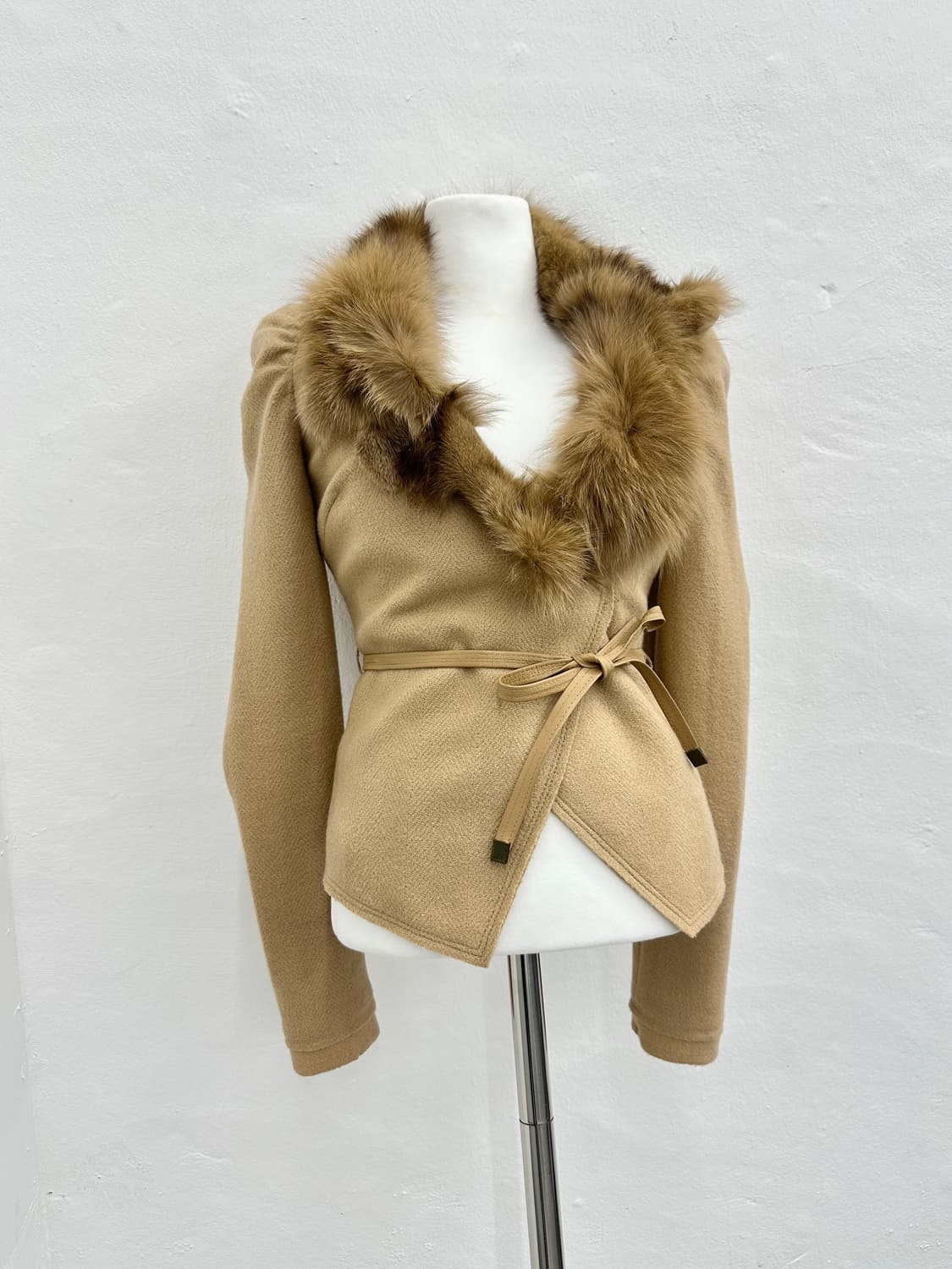 Fox fur trimming asymmetric cardigan 상품이미지7