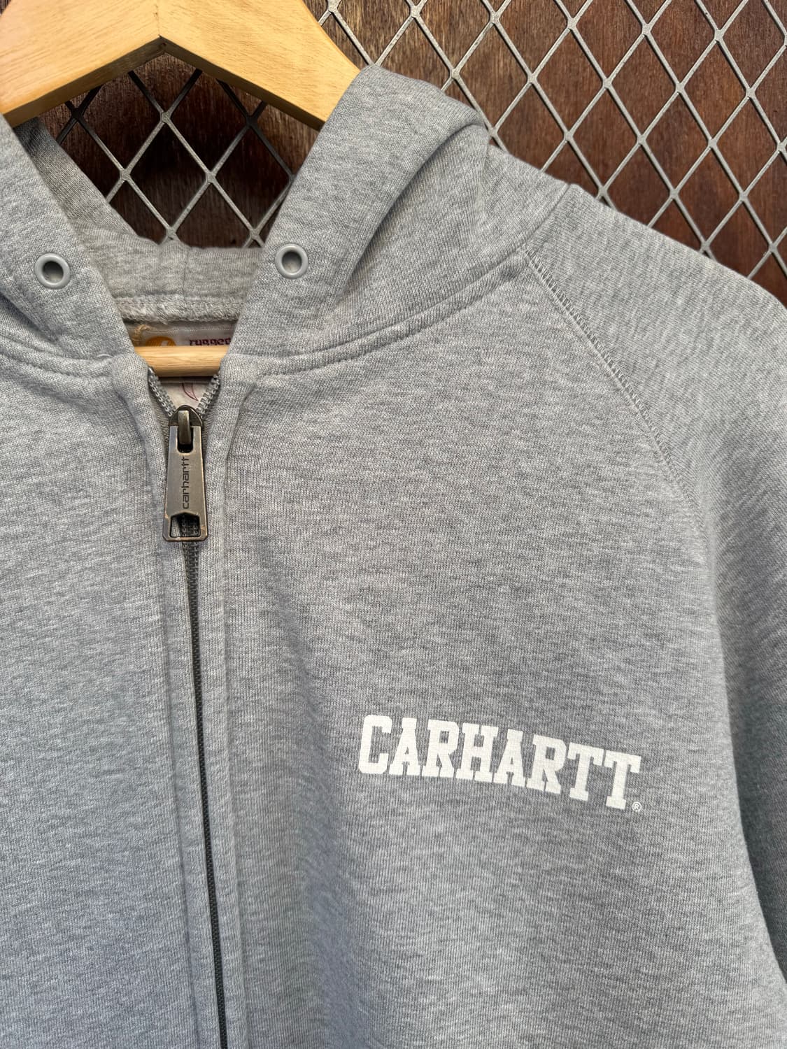 칼하트 로고 빈티지 연그레이 후드집업 자켓 L 상품이미지2