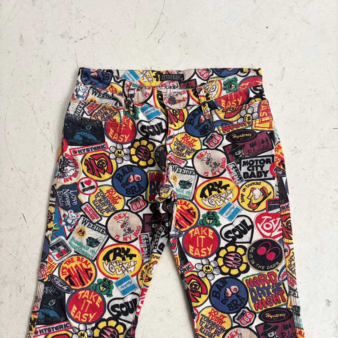 00s 히스테릭 글래머 믹스 스티커 부츠컷 팬츠 M 상품이미지2