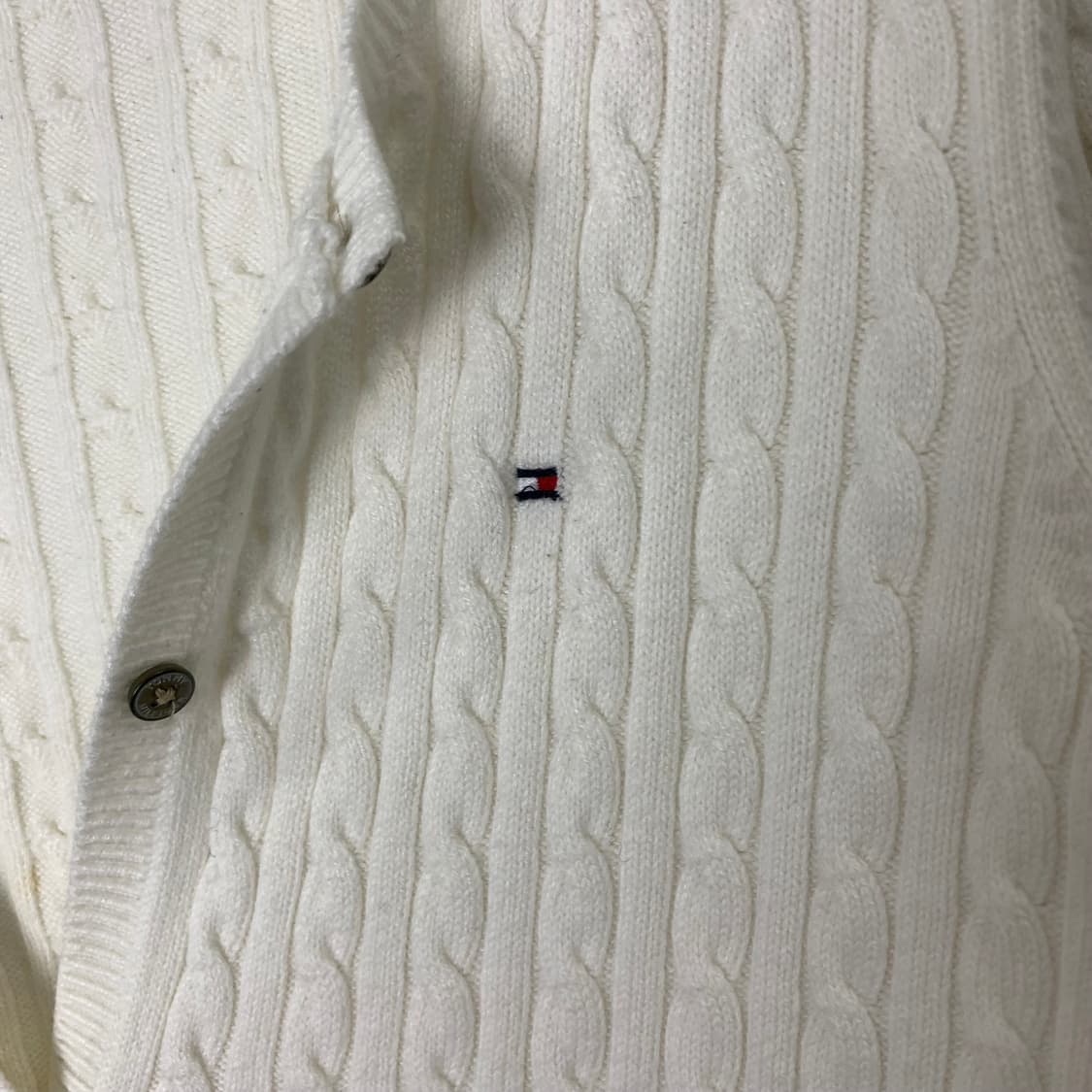타미힐피거 꽈배기 화이트 니트 가디건 상품이미지3