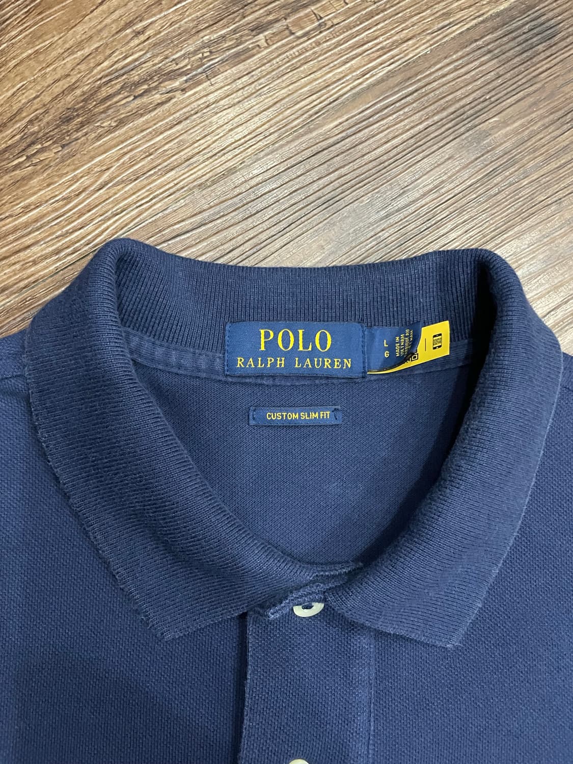 폴로 랄프로렌 자수 트리플포니 커스텀 슬림핏 PK 카라티 네이비 상품이미지5