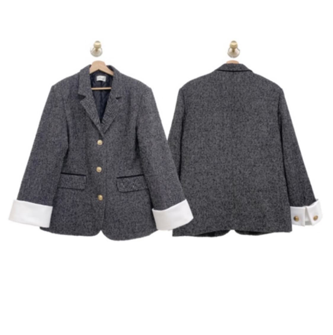 러브미우 포텐 커프스 자켓 시에 오르 헤링본 코트 상품이미지10