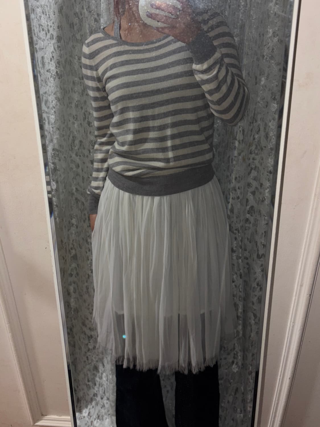 Back ribbon gray stripe knite 상품이미지7