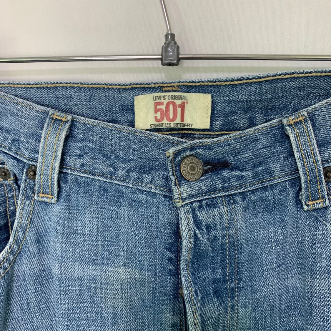 리바이스 501 워싱 데님팬츠 청바지 36인치 중청 연청 y2k 00s 상품이미지8