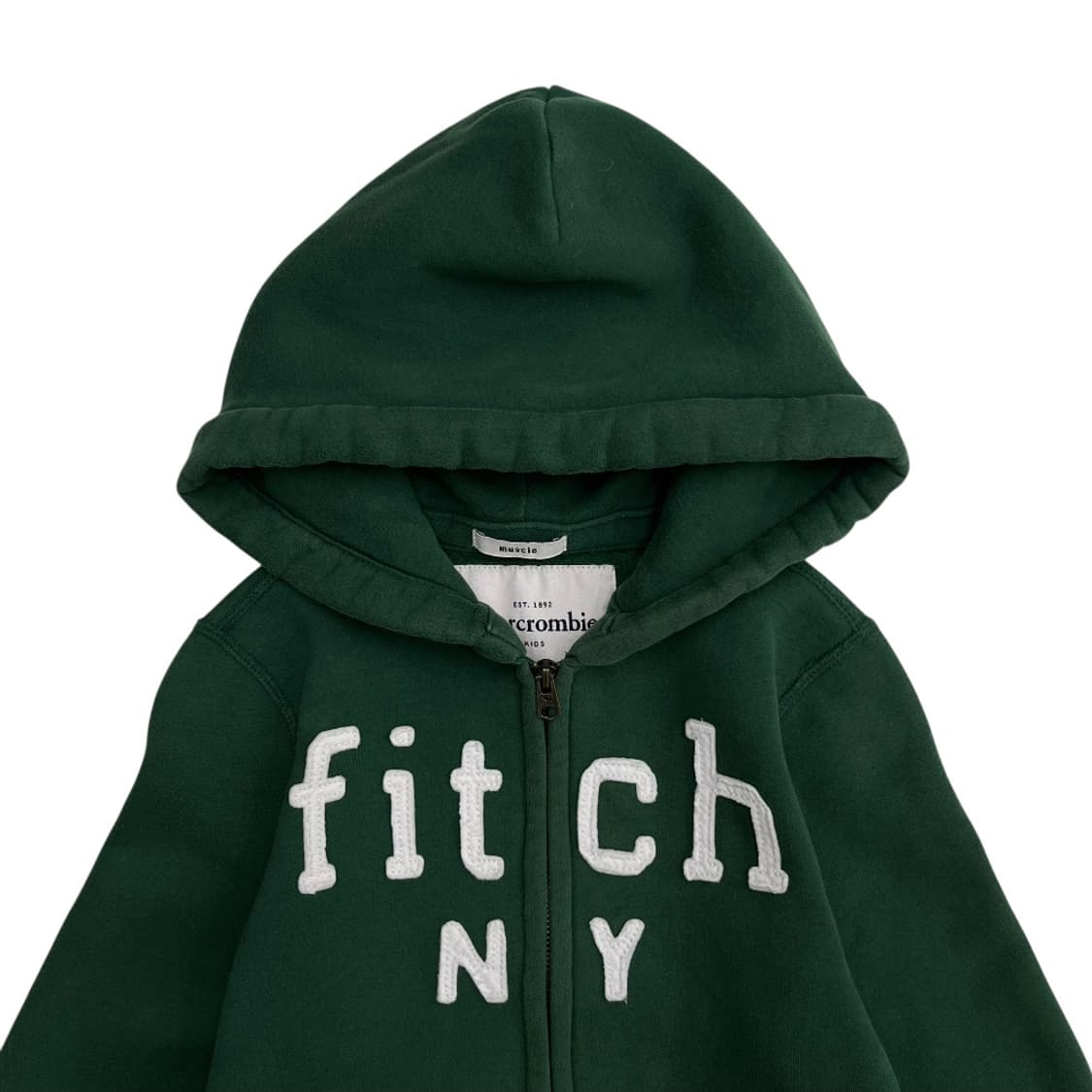 아베크롬비 센터로고 딥그린 후드집업 L 상품이미지4