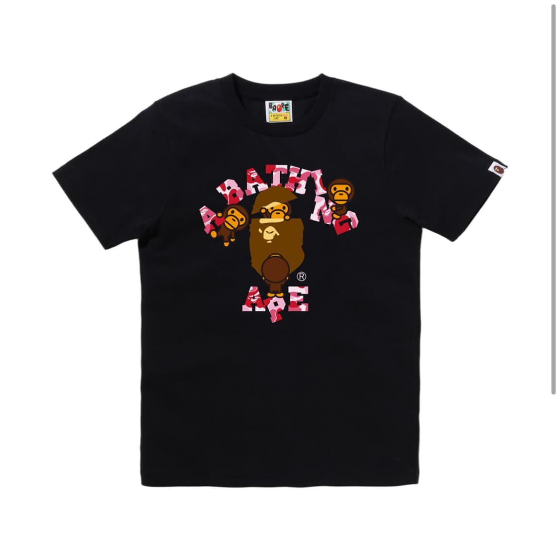 베이프 ABC 카모 컬리지 마일로 반팔 티셔츠 블랙 핑크 상품이미지1