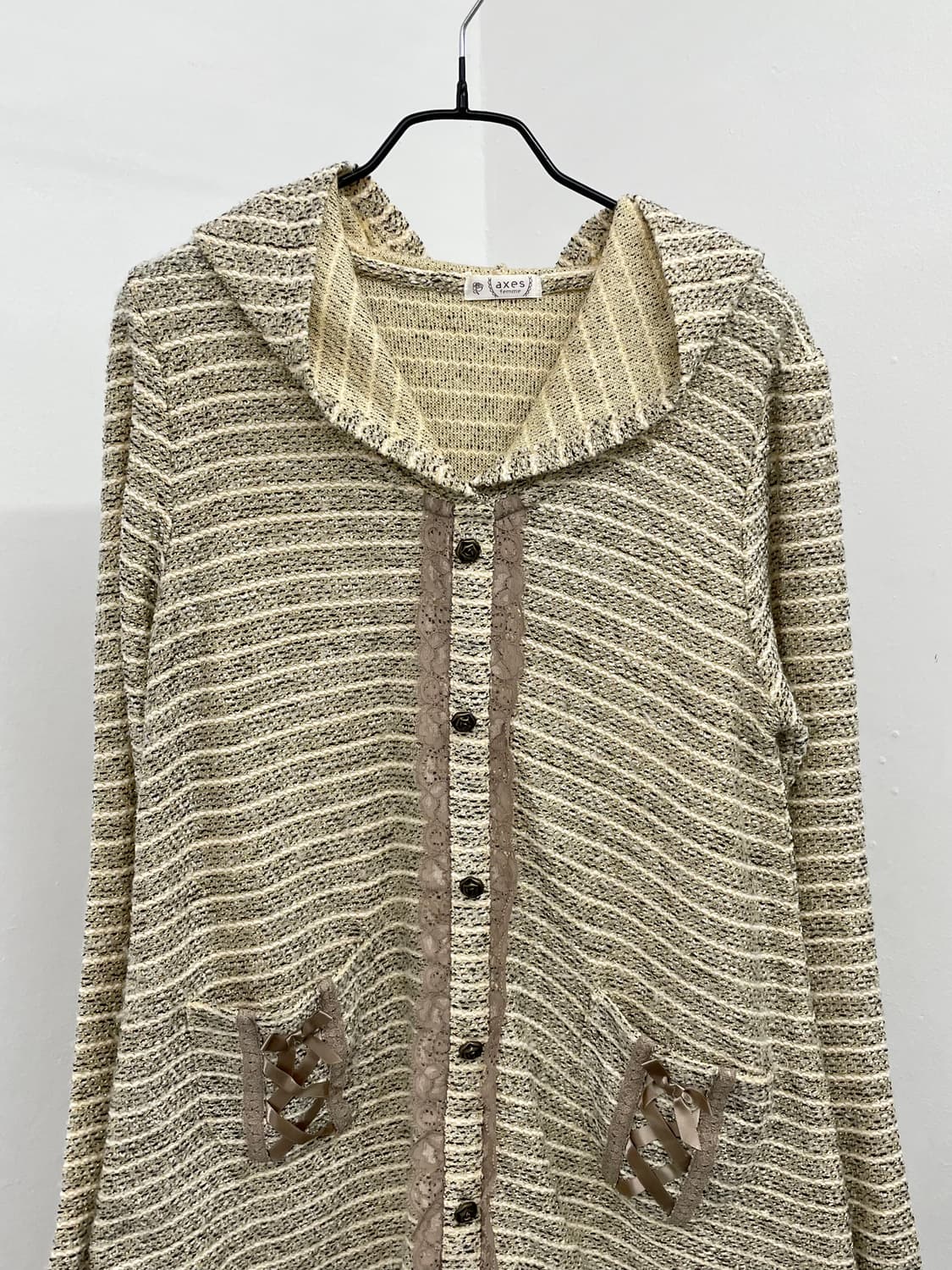 액시즈팜 스트라이프 레이스 후드 탑 상품이미지6