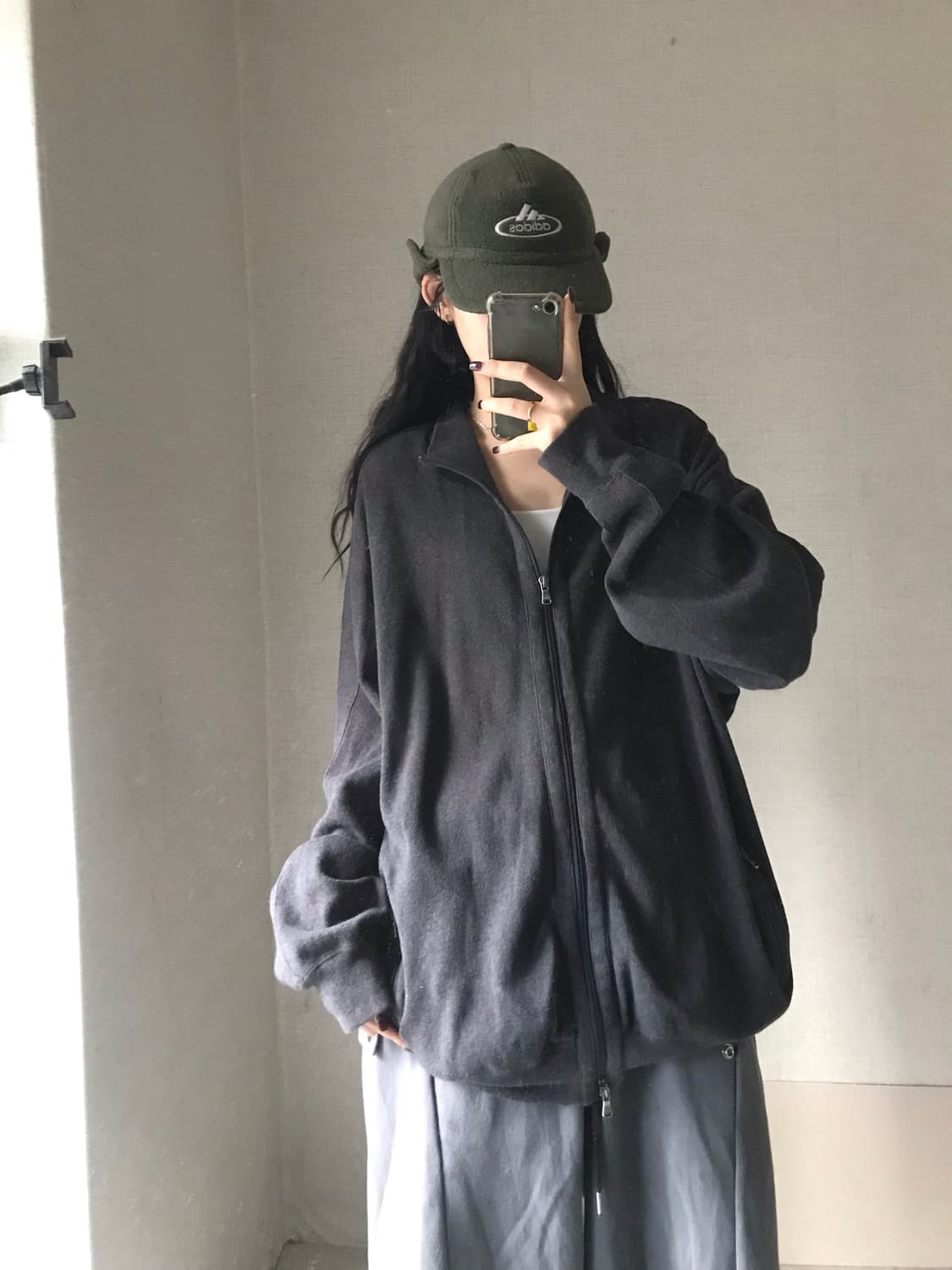 폴로 차콜 오버핏 니트집업 상품이미지5