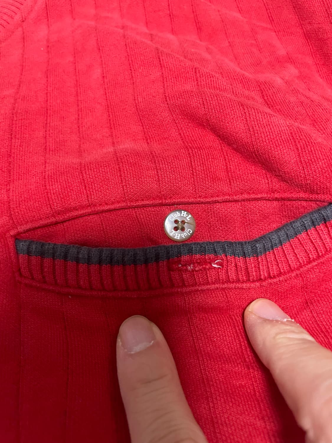 일본판 Club HL 레드 골지 긴팔 맨투맨 사이즈 110 상품이미지3