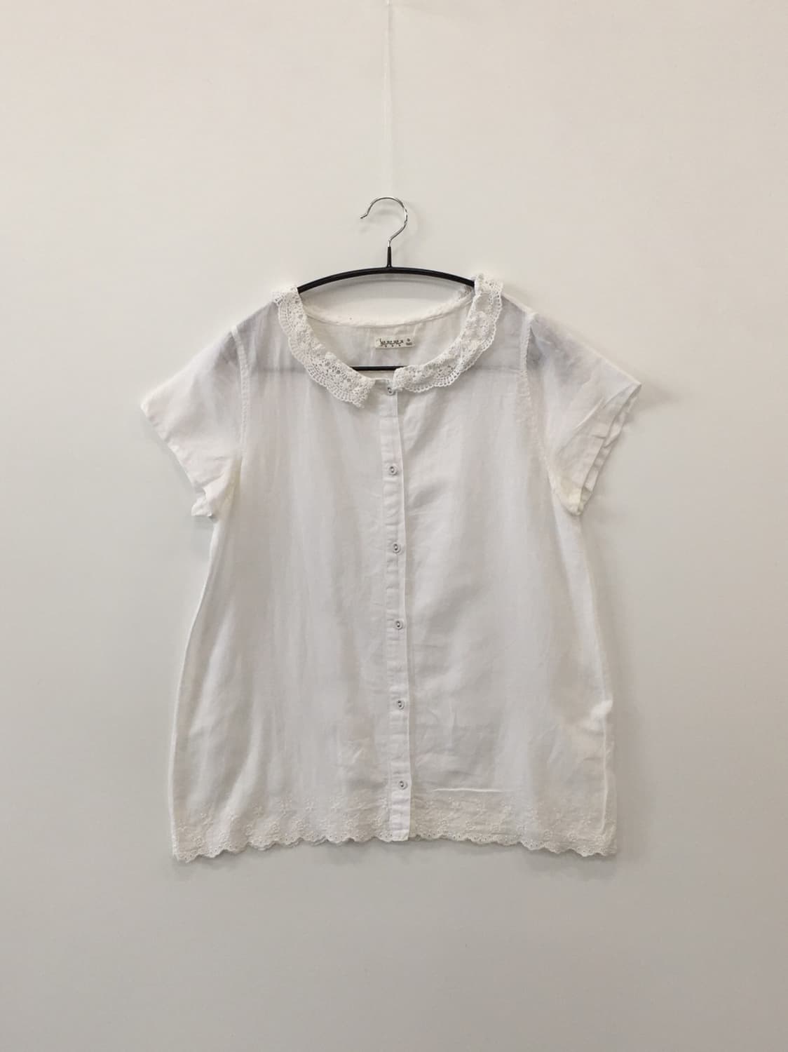 SM2 White Lace Collar Linen Blouse 상품이미지4