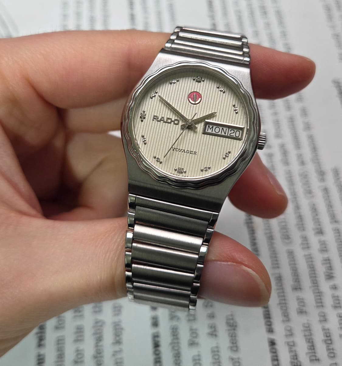 레어] 빈티지 라도 보이저 순정 아이보리판 플라워베젤 브레이슬릿 ver. 상품이미지4