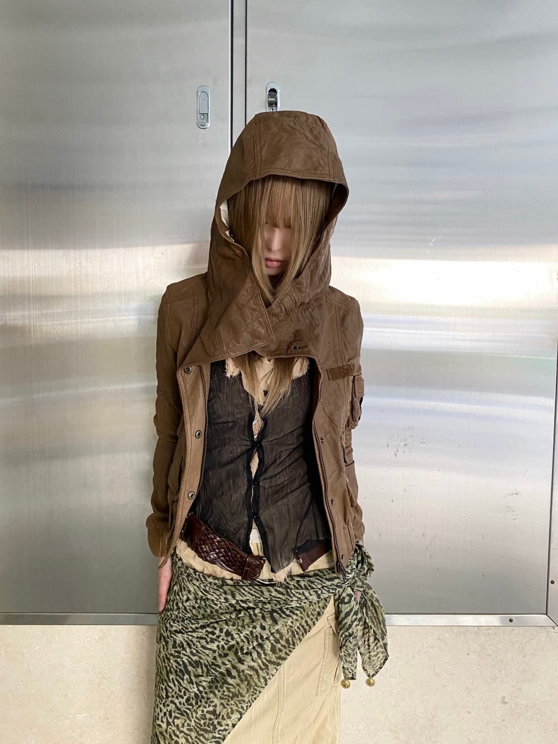 [Fur Fur]00’s Rare High Neck Hoodie Lea 상품이미지1