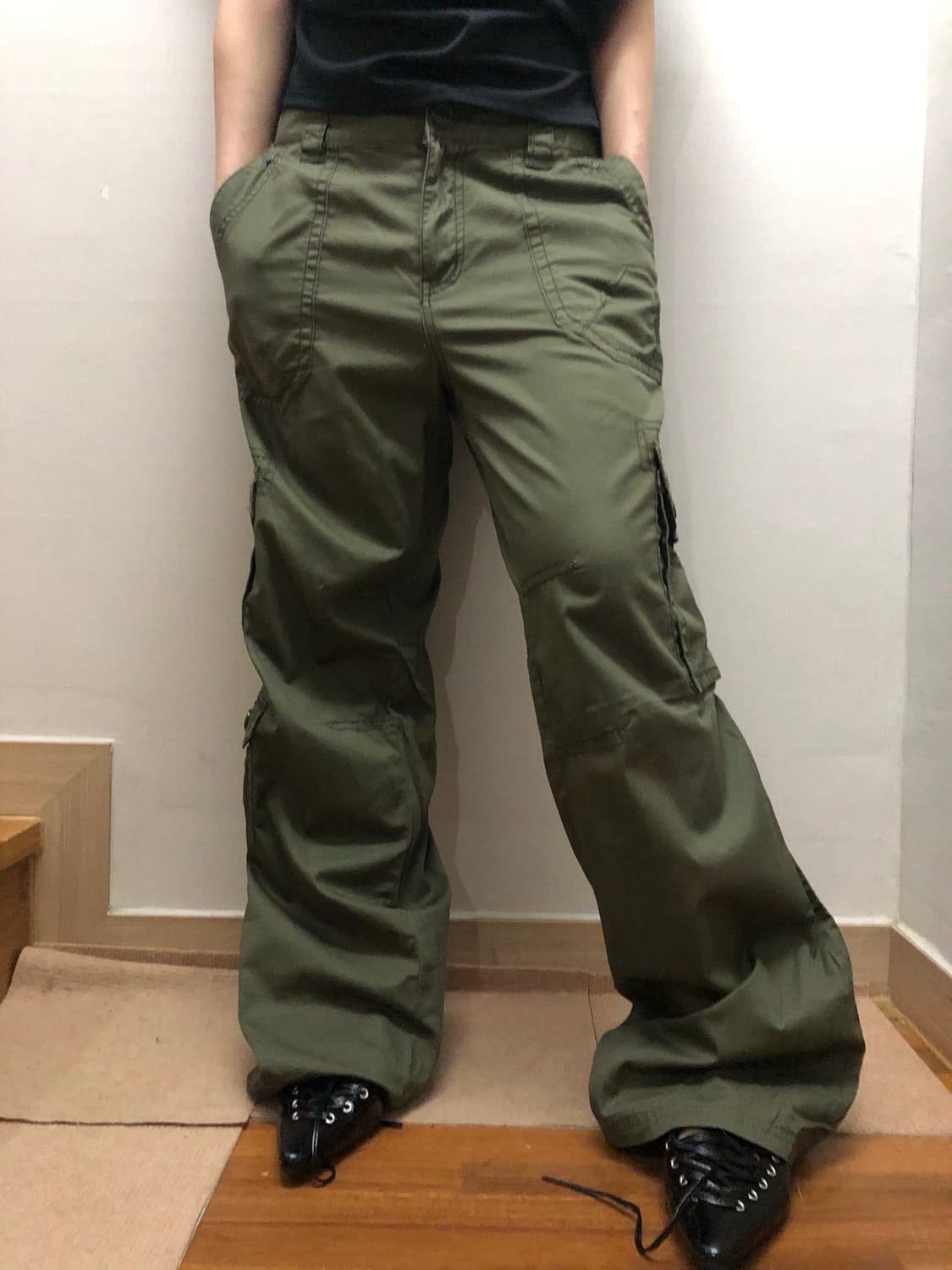 빈티지 카키 펑크 포켓 팬츠 상품이미지3