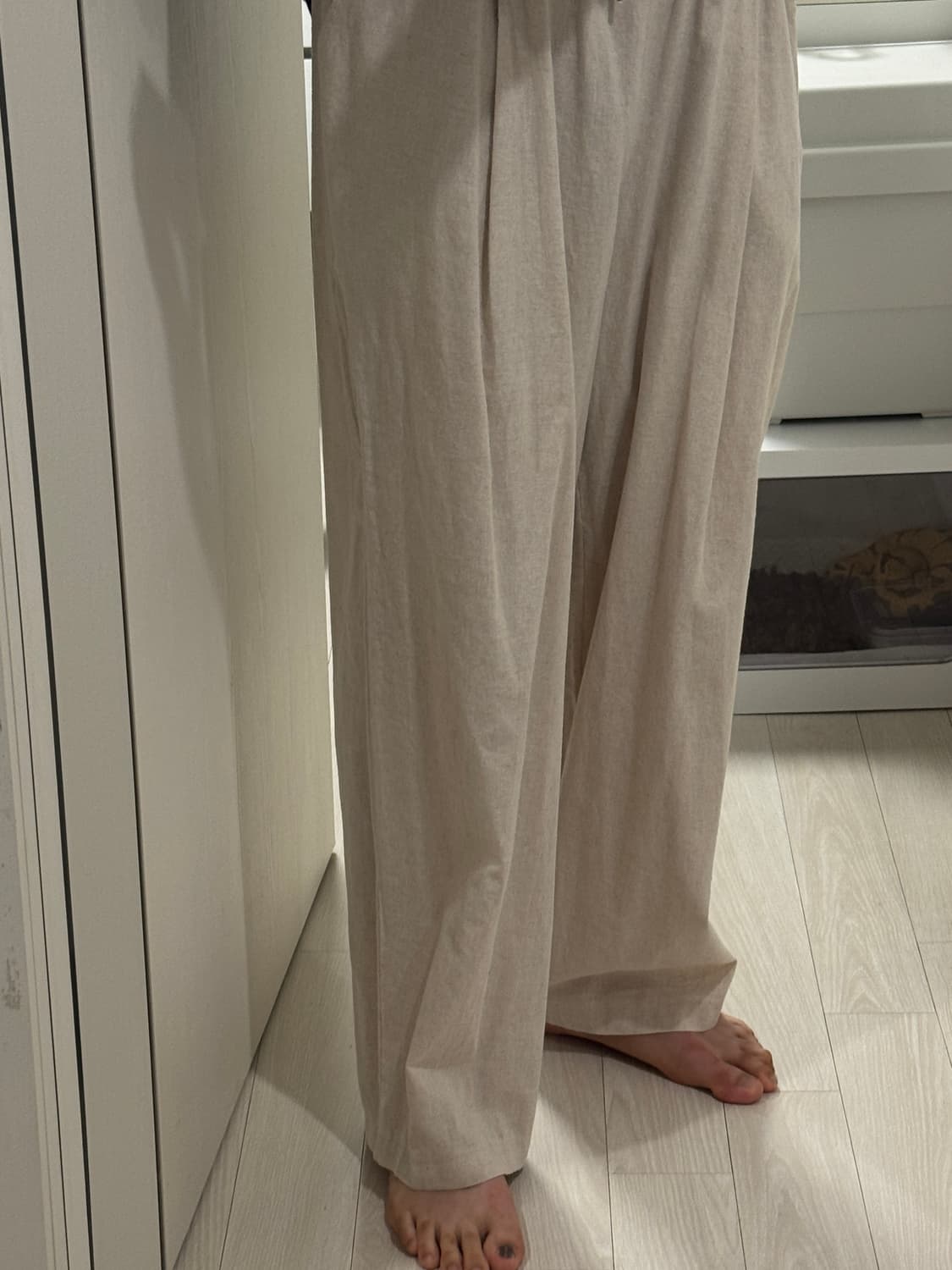 보세 린넨 와이드 팬츠 바지 아이보리 XL 상품이미지1