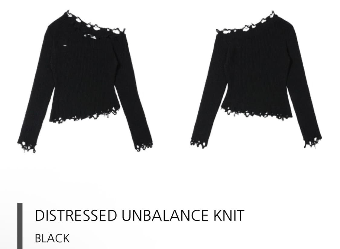 보헤미안서울) Distressed Unbalance Knit BK F 상품이미지1