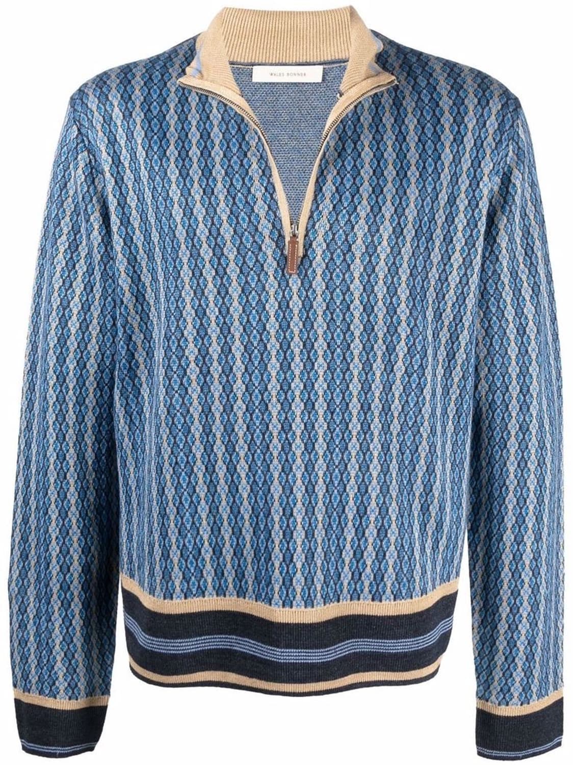 웨일즈보너 오케스트라 리넨 자카드 하프집업 스웨터 상품이미지1