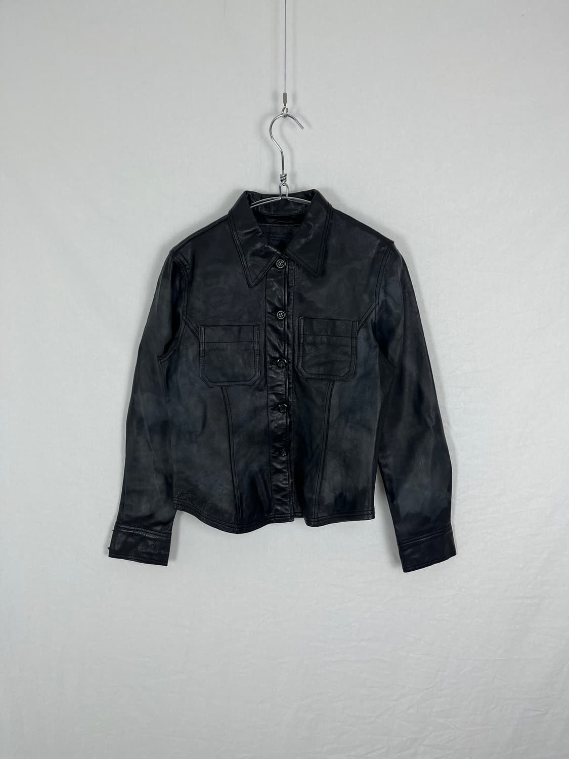 Vintage 워시드 리얼레더 셔츠 자켓  상품이미지3