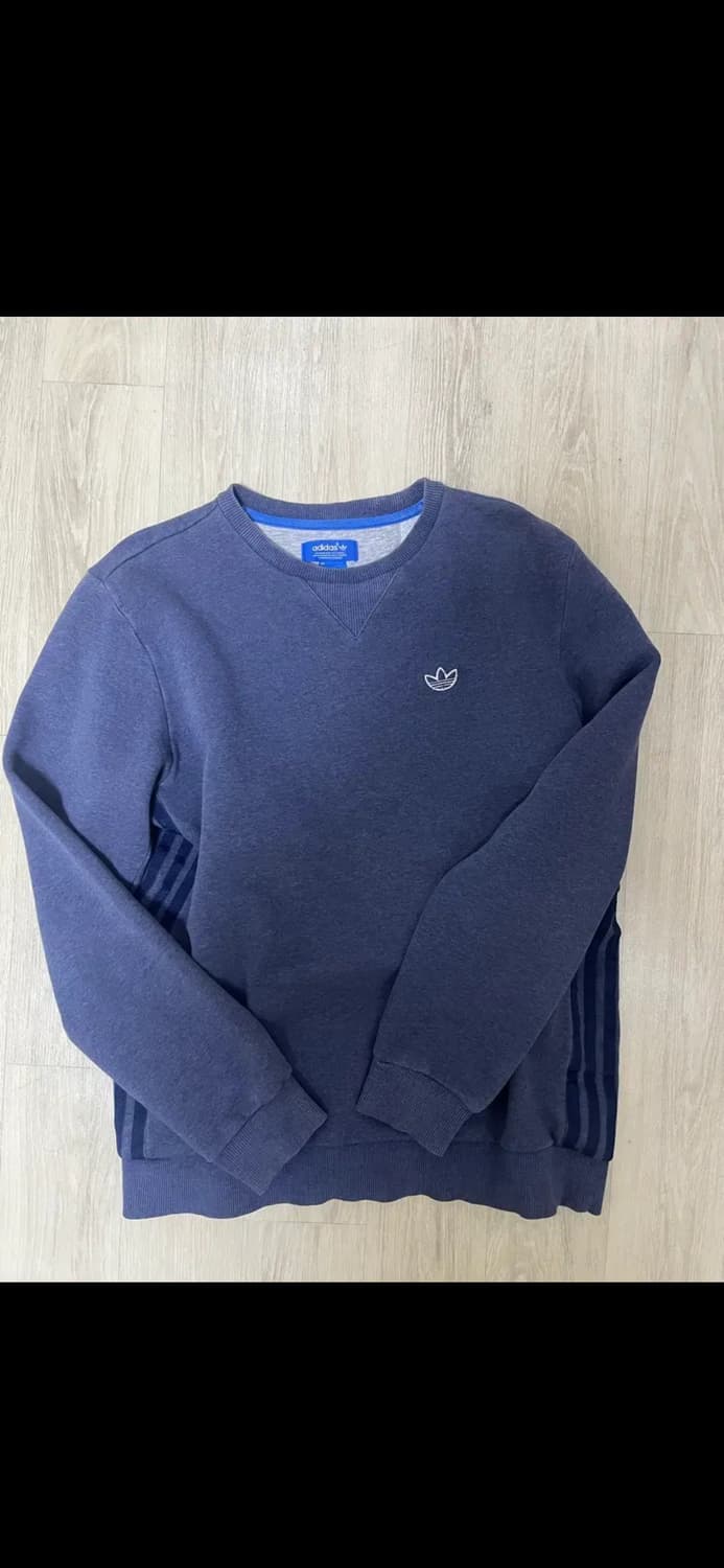 아디다스 블루 삼선 맨투맨 티셔츠 상품이미지1