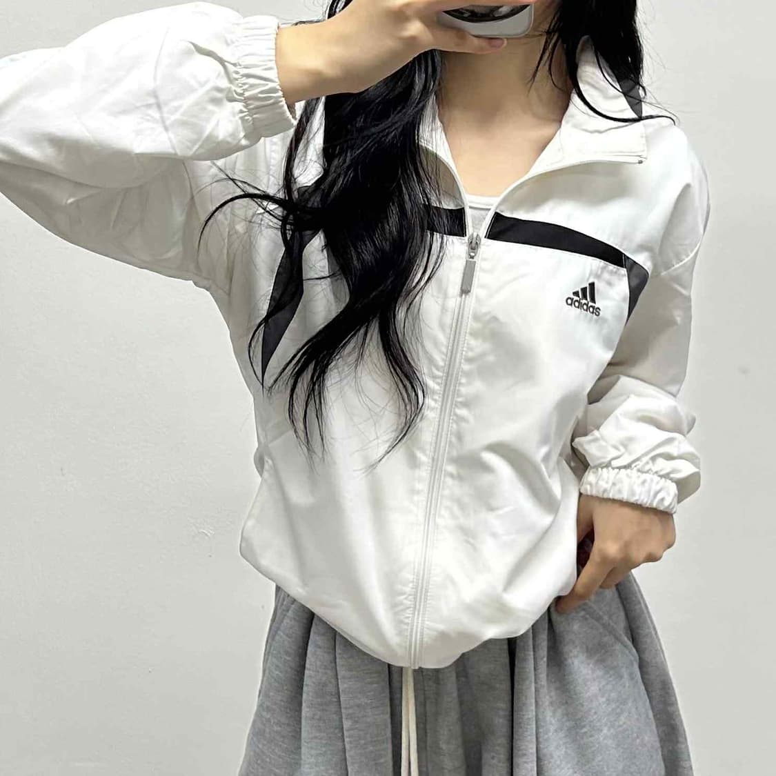 아디다스 올드스쿨 화이트 윈드브레이커 자켓 바람막이 희귀져지(95) 상품이미지1