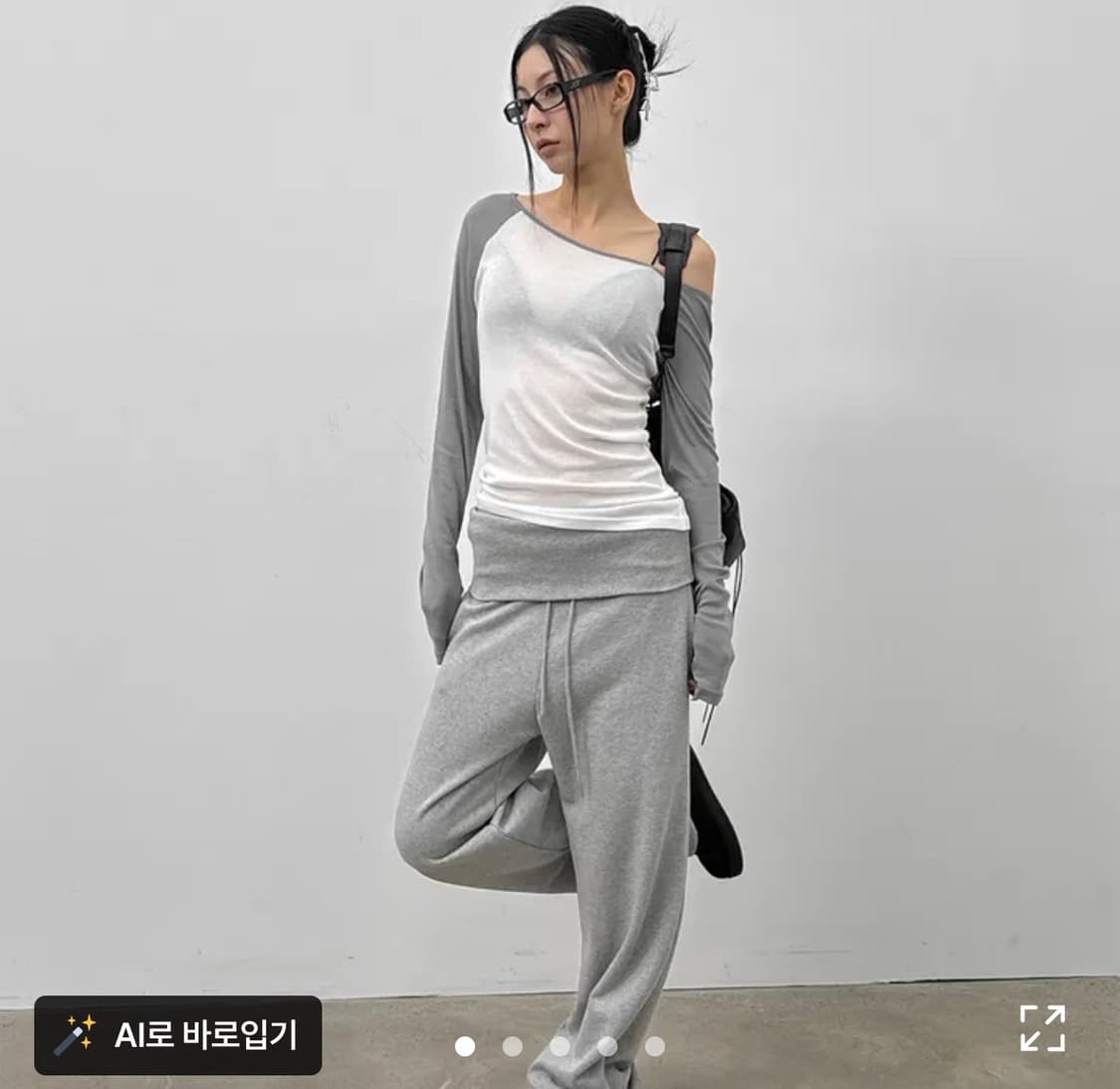 블랙업 토머튼 나그랑 오프숄더 긴팔티 네이비 상품이미지2