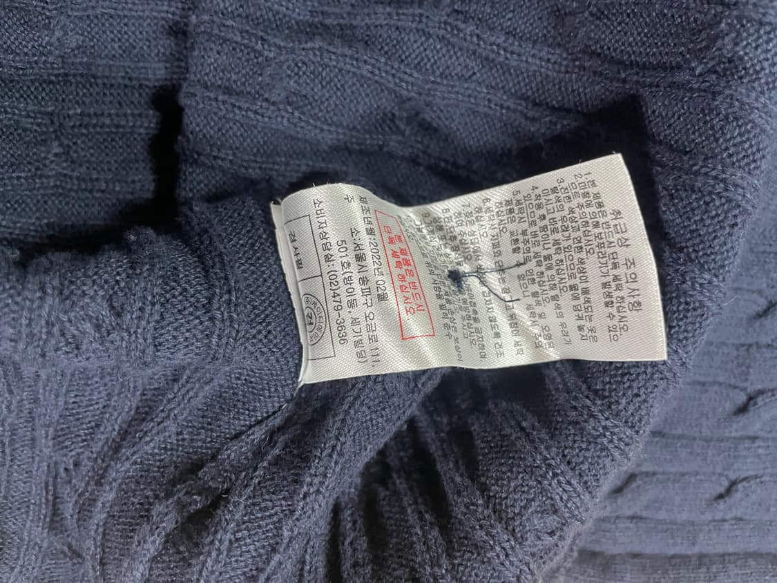 U.S. POLO ASSN 네이비 꽈배기 카라 니트 반팔 상품이미지4