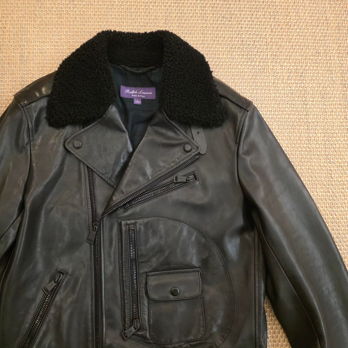 [명작] 랄프로렌 퍼플라벨 이탈리안 최고급 더블라이더 카프레더 자켓 상품이미지2