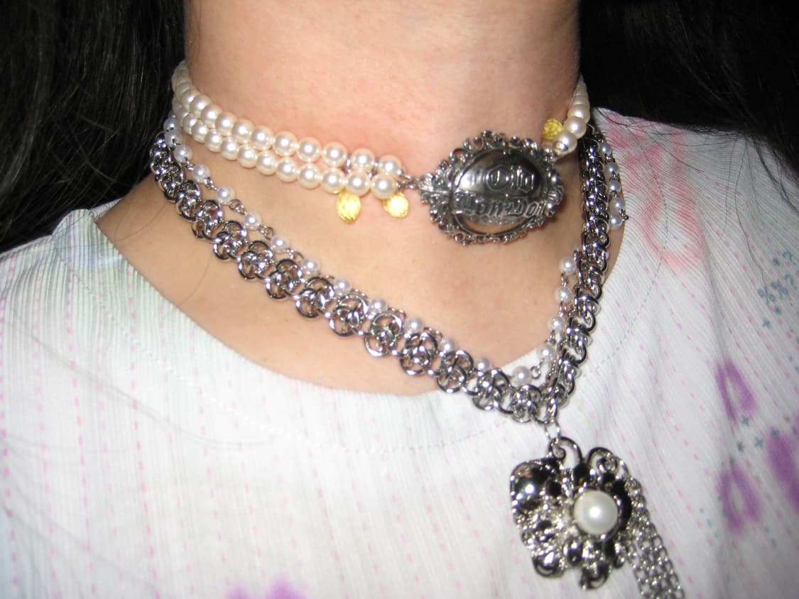 앤틱 오리엔탈 나비 진주 레이어드체인 목걸이 상품이미지6