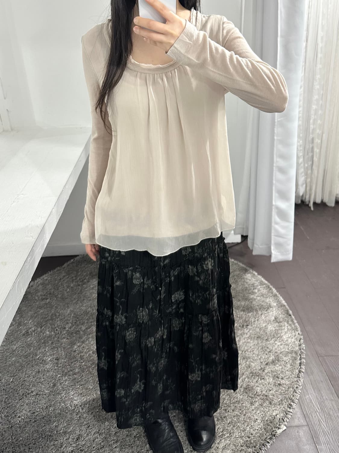 oriental flower long skirt 상품이미지3