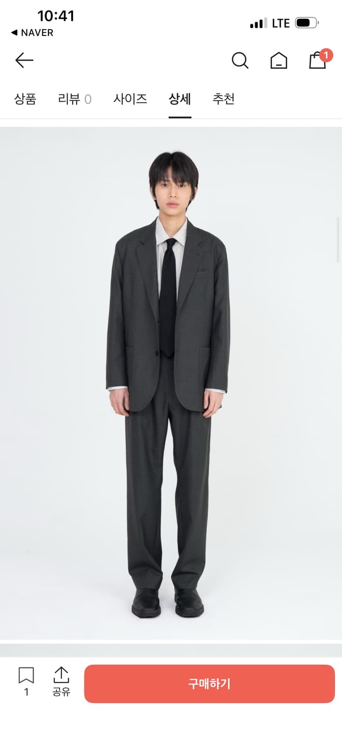 [미착용/택O] 브라운야드 울 원턱 슬랙스 차콜 005 상품이미지3