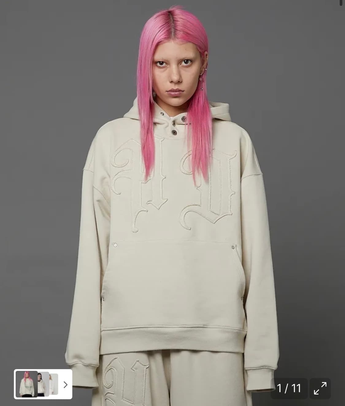 후드후드 로고 아플리케 오버핏 후드티 상품이미지1