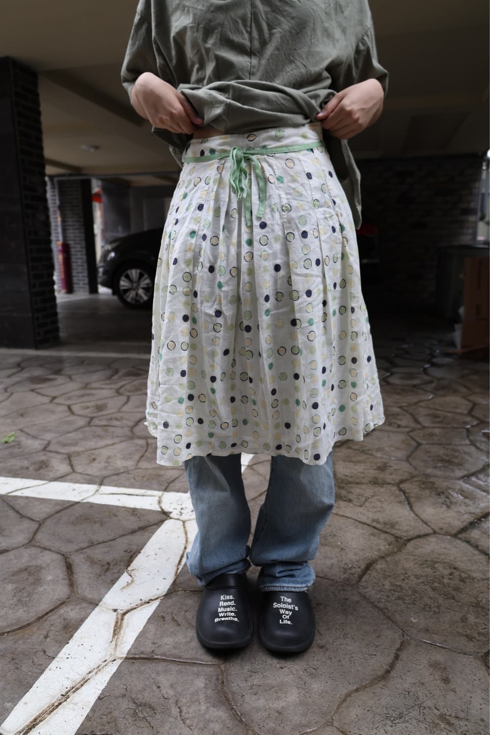 Green pea pebble skirt 상품이미지2