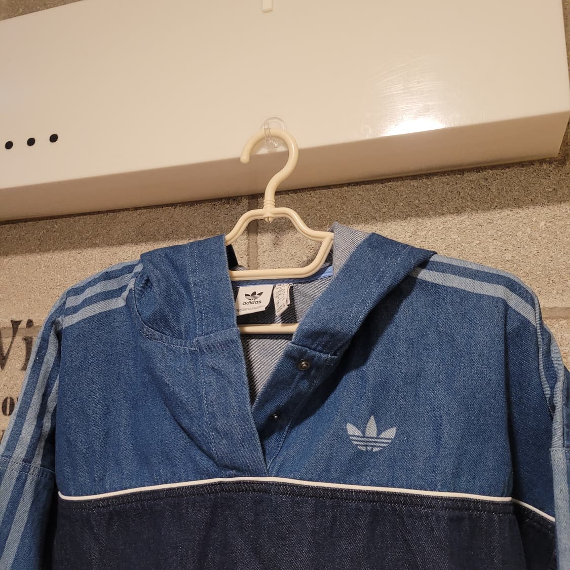 아디다스 우먼 크롭 데님 후드 S 상품이미지3