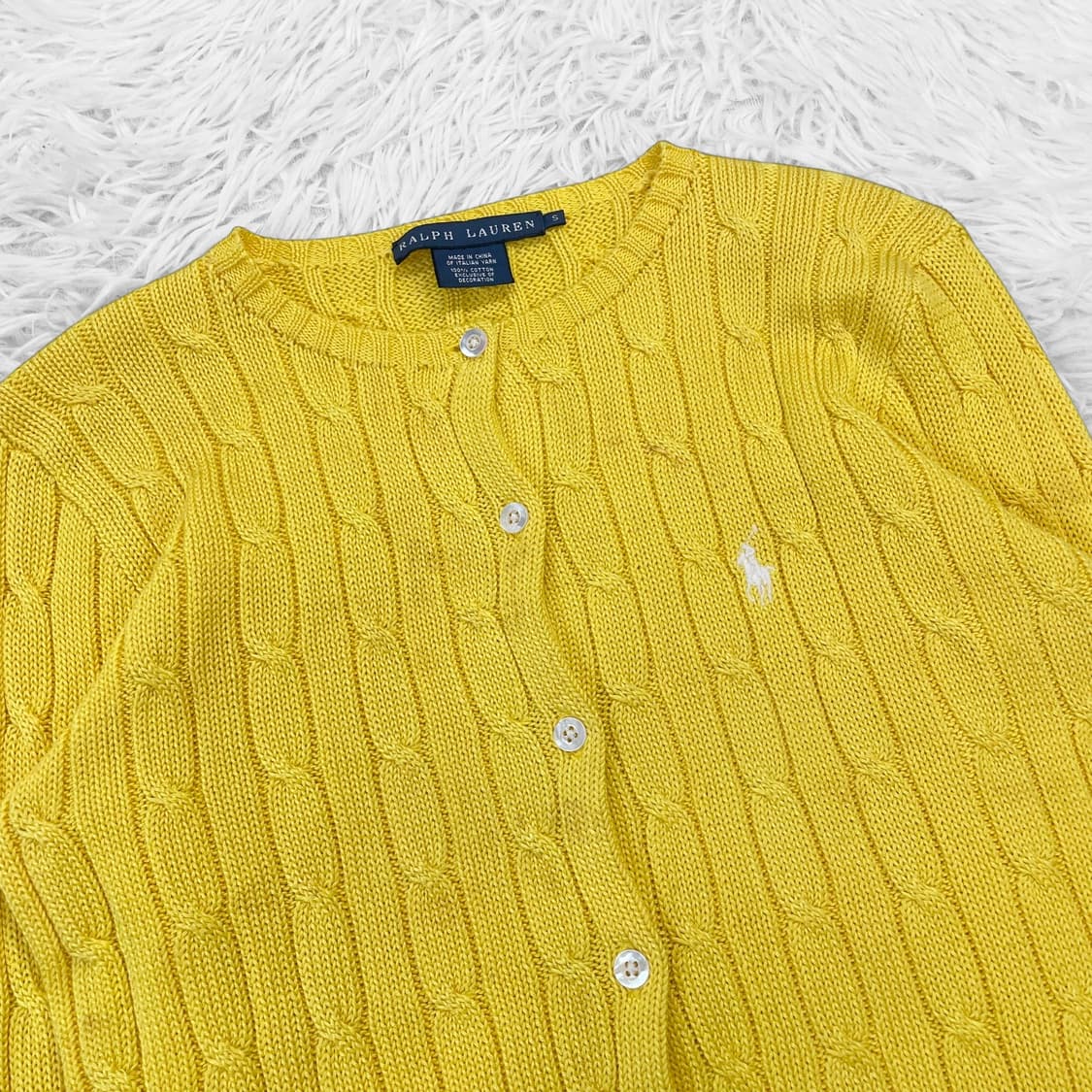 폴로 랄프로렌 포니 로고 케이블 라운드 가디건 니트 옐로우 상품이미지3