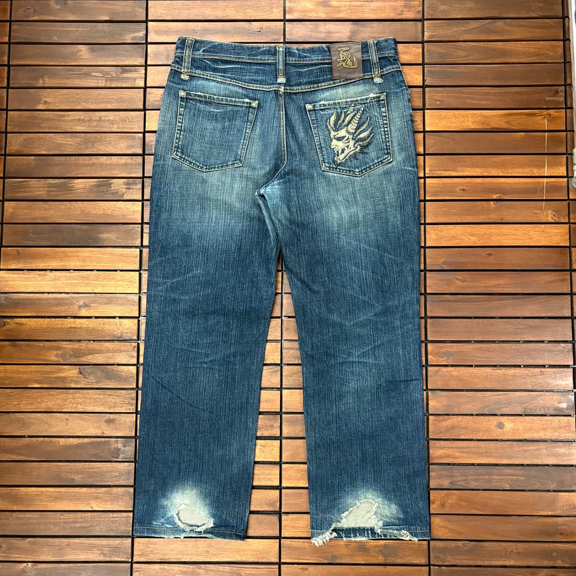 (38) 오니아라이 자수 디테일 데님 팬츠 made in JAPAN 상품이미지3