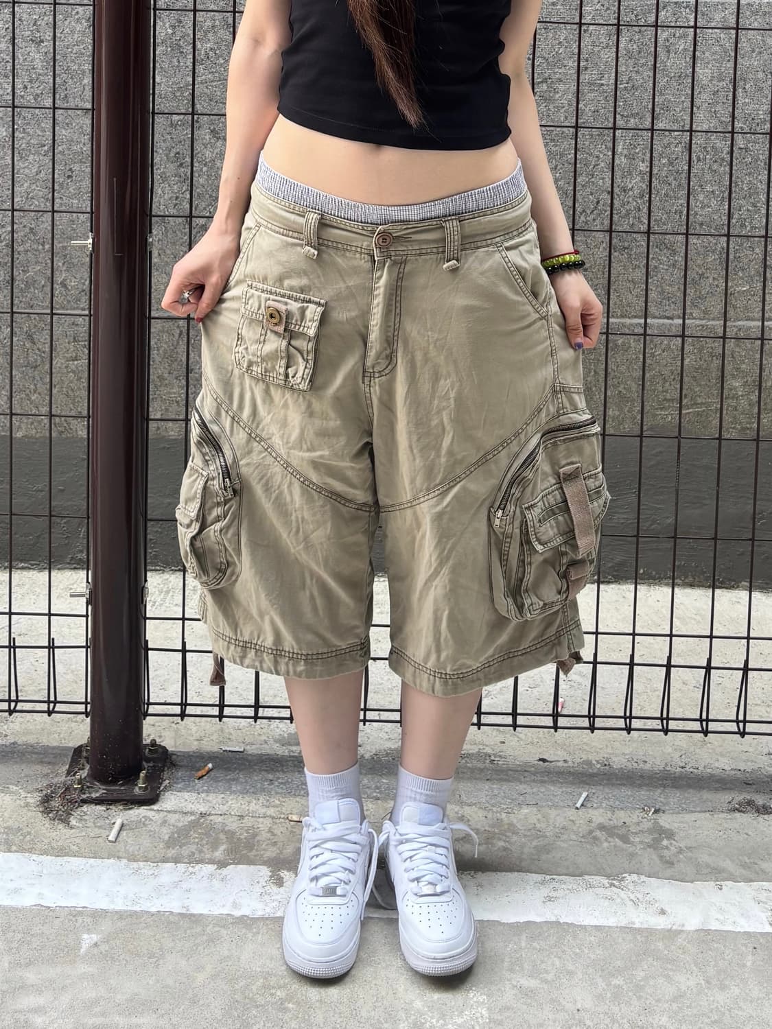 빈티지 카키 멀티포켓 카고 반바지 상품이미지7