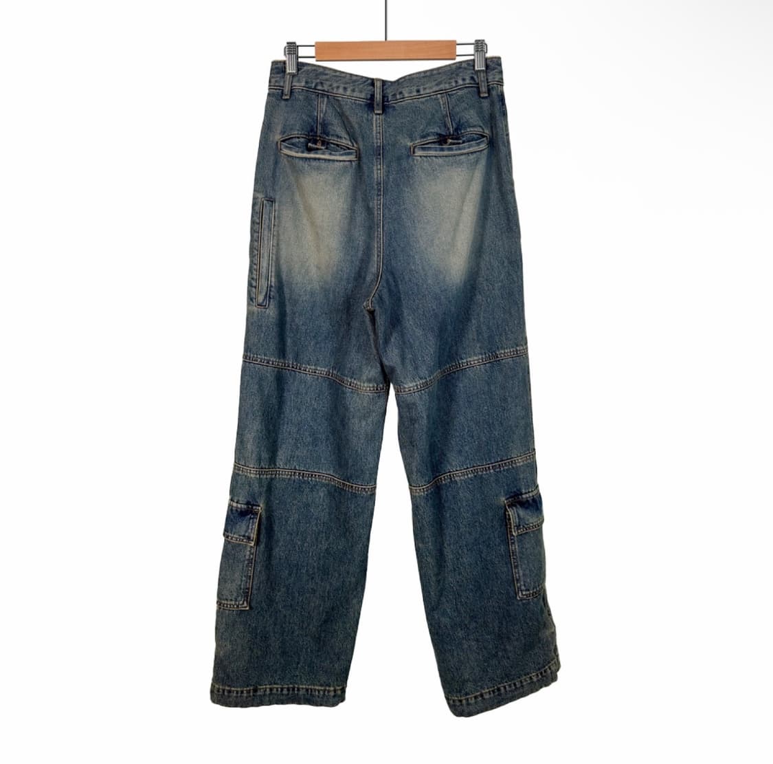 [44] 준지 남성 포켓 후라쉬 워싱 카고 데님 팬츠 블루 상품이미지3