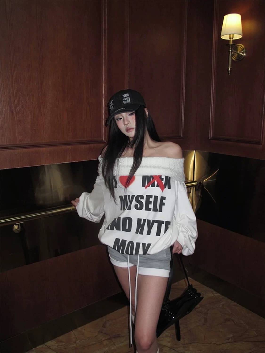 HYTEMOLY 히테몰리 오프숄더 맨투맨 오네갸루 상품이미지2