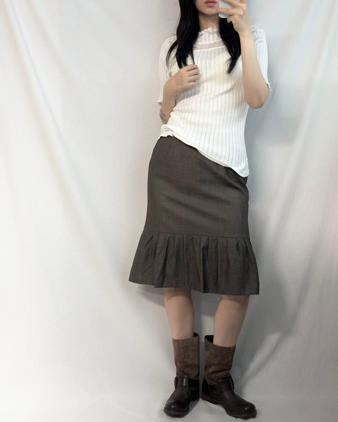 러플 넥 하프 슬리브 탑 상품이미지3