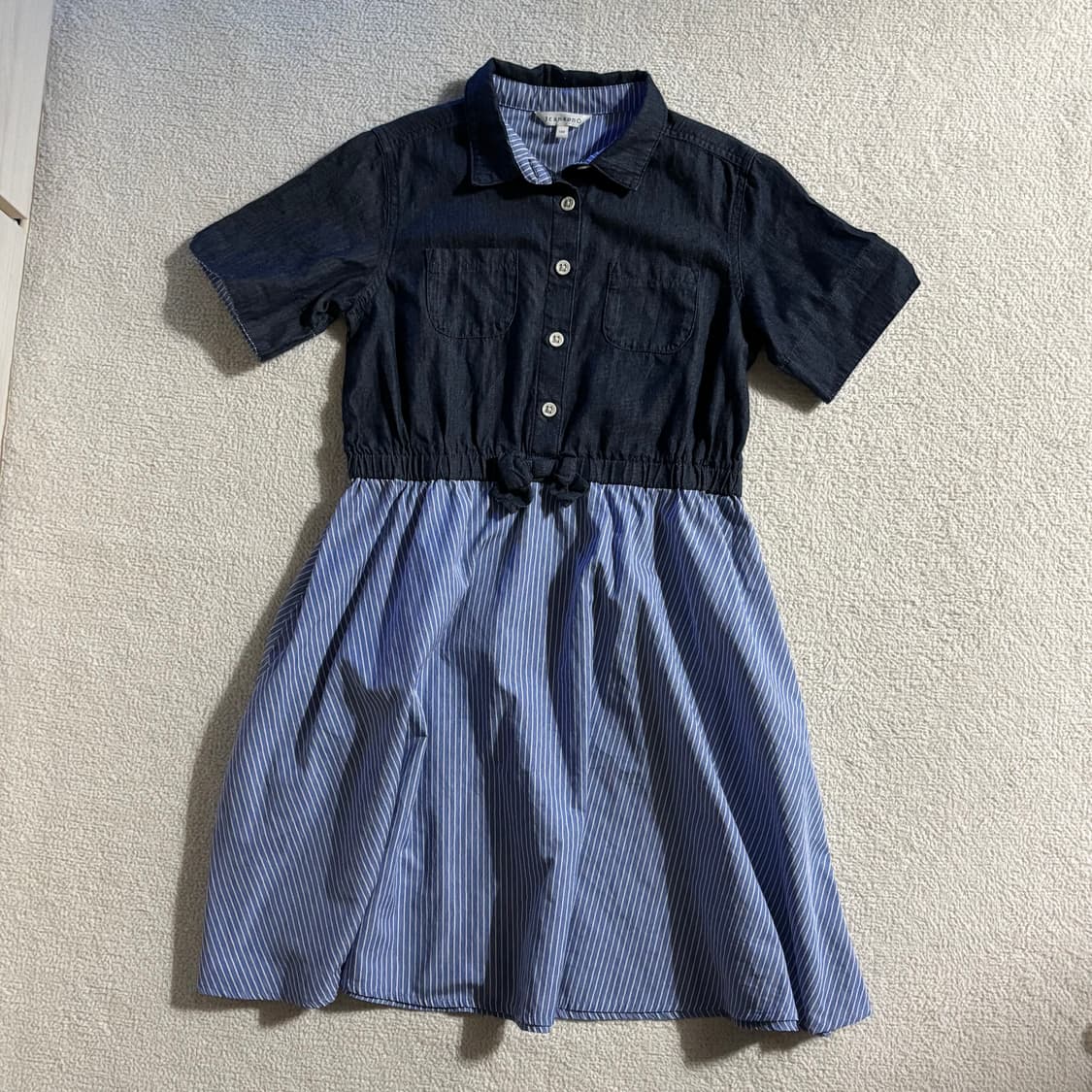 일본빈티지 청 스트라이프 원피스 상품이미지1