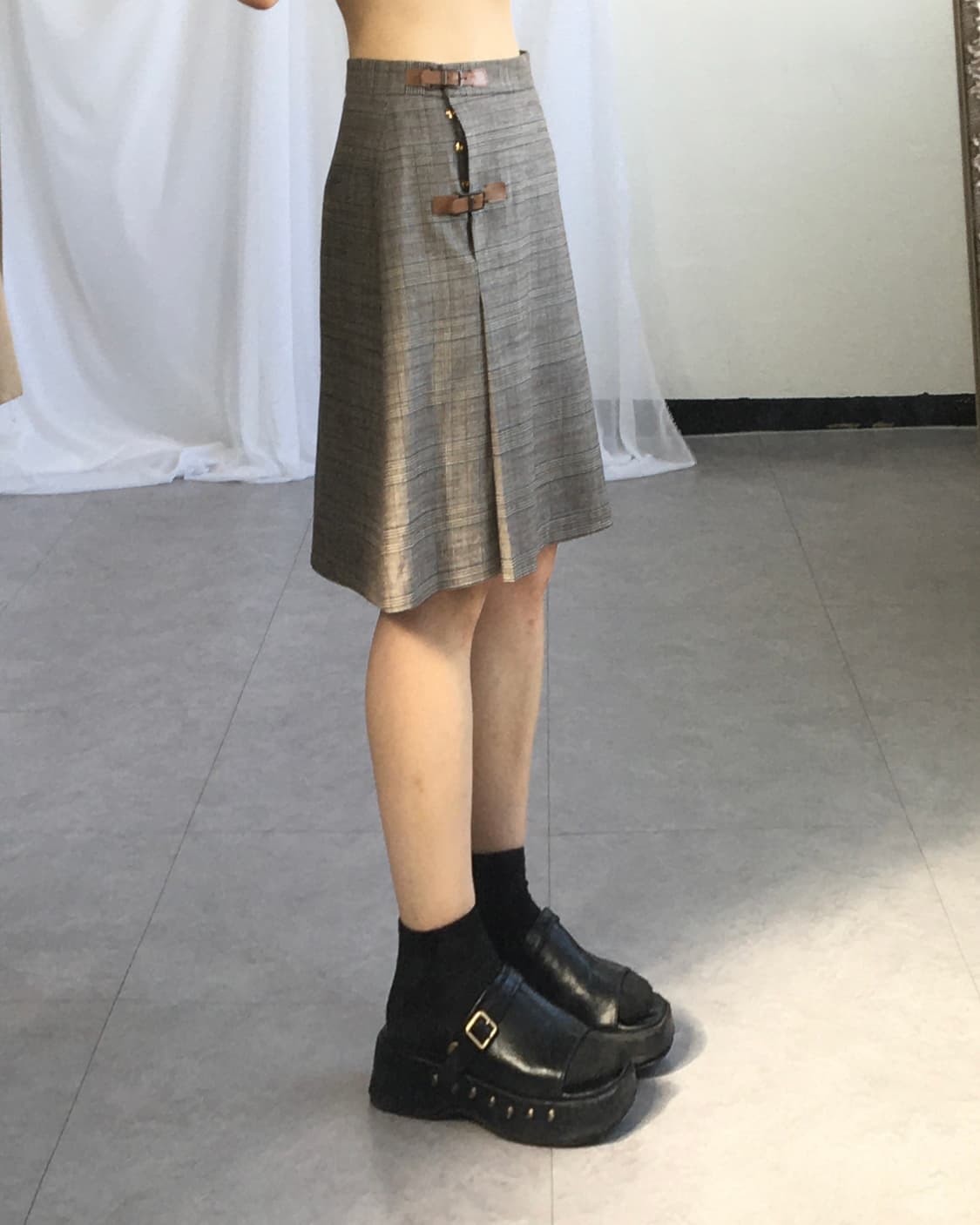 Belted check pattern skirt 상품이미지6