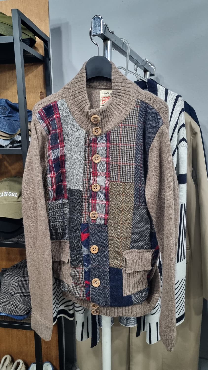 BOB(코오롱정품) 이탈리아산 패치워크 울혼방 가디건 95 상품이미지1