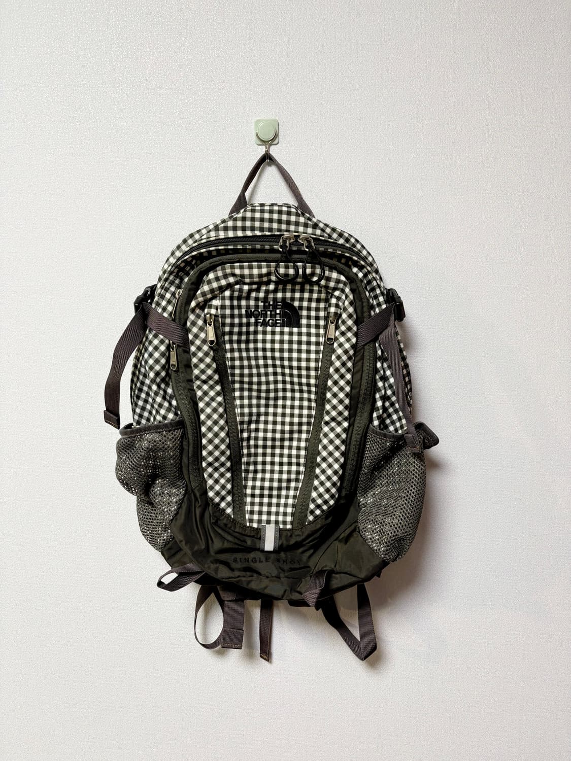 레어) 노스페이스 체크 깅엄 백팩 싱글샷 일본 빈티지 모리걸 가방  상품이미지1
