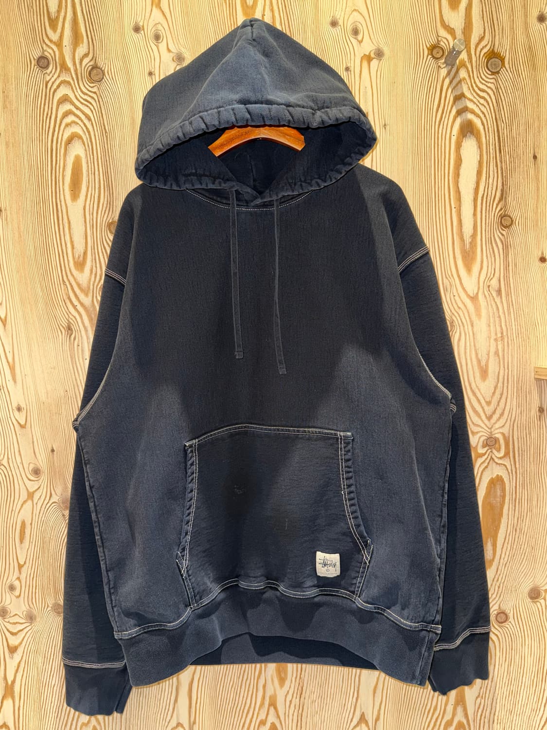 스투시 콘트라스트 스티치 라벨 후드 상품이미지1