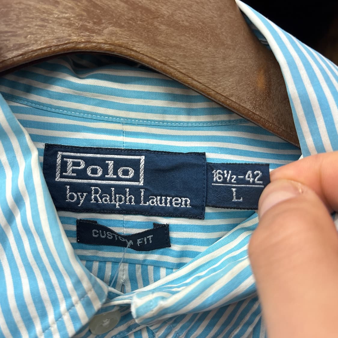 90s 폴로 랄프로렌 클래식 스트라이프 버튼다운셔츠 스카이블루 N1163 상품이미지8