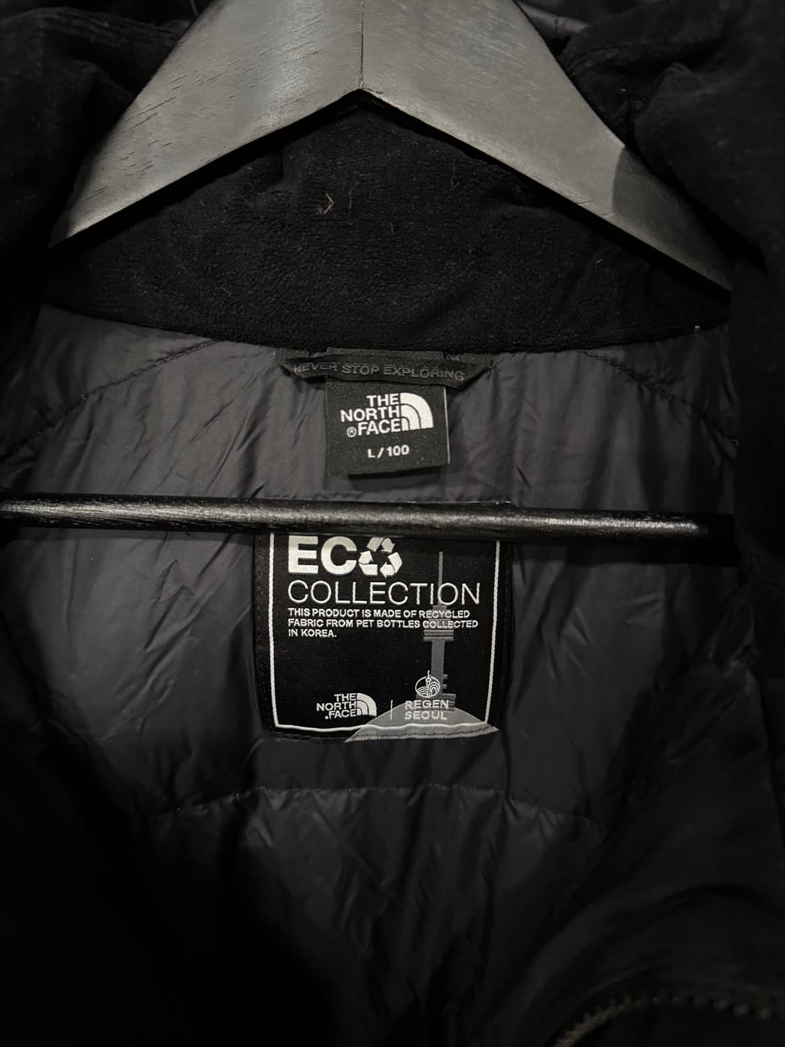 노스페이스 EC 컬렉션 블랙 후드 패딩  상품이미지4