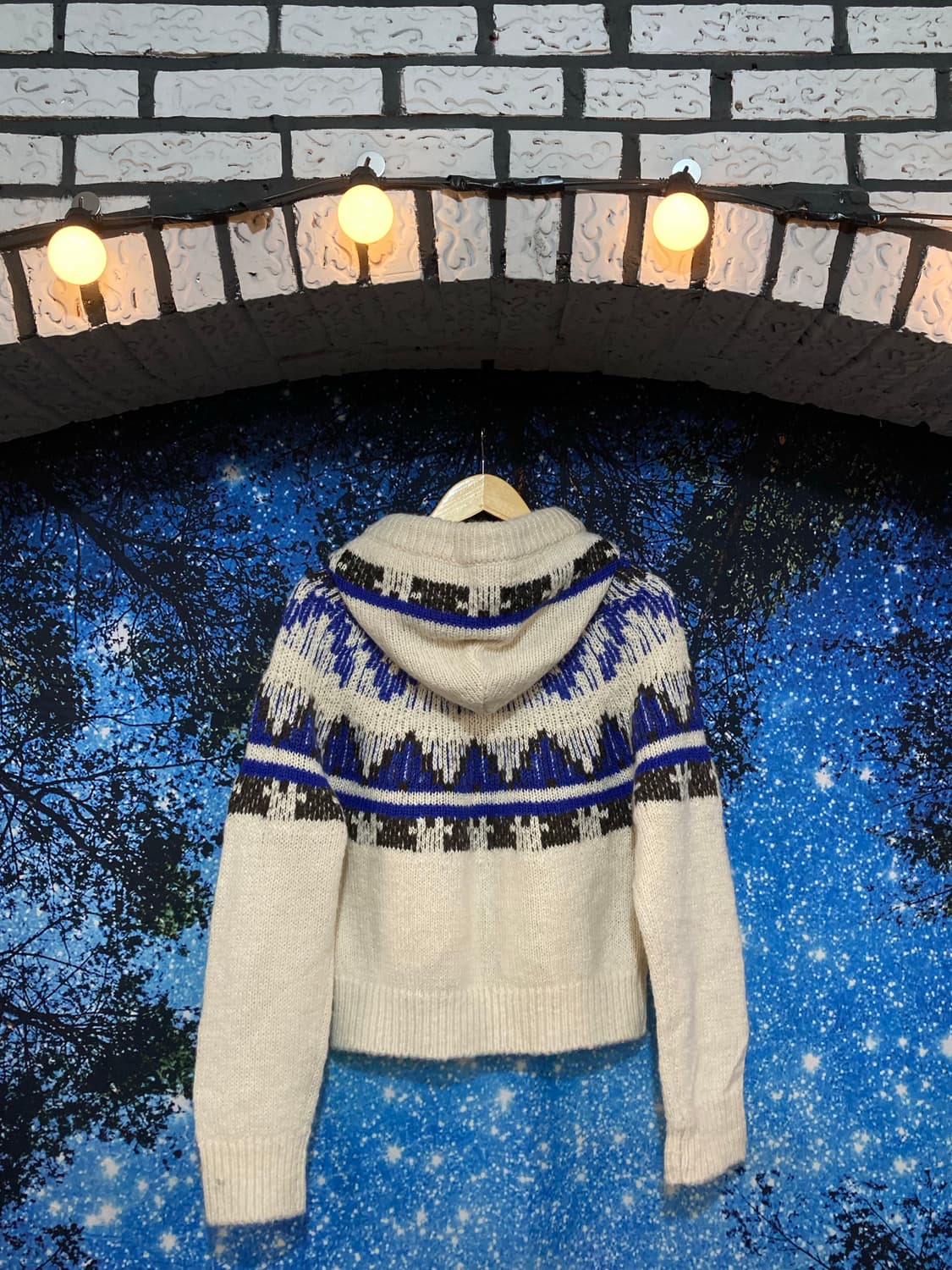 ⚜️(오픈도어스튜디오) 뮤직 웨이브 후드 아이보리 니트 스웨터 상품이미지2