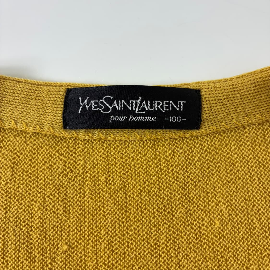 YSL 입갱로랑 90‘s 머스타드 옐로우 자수 퓨어울 가디건 상품이미지5
