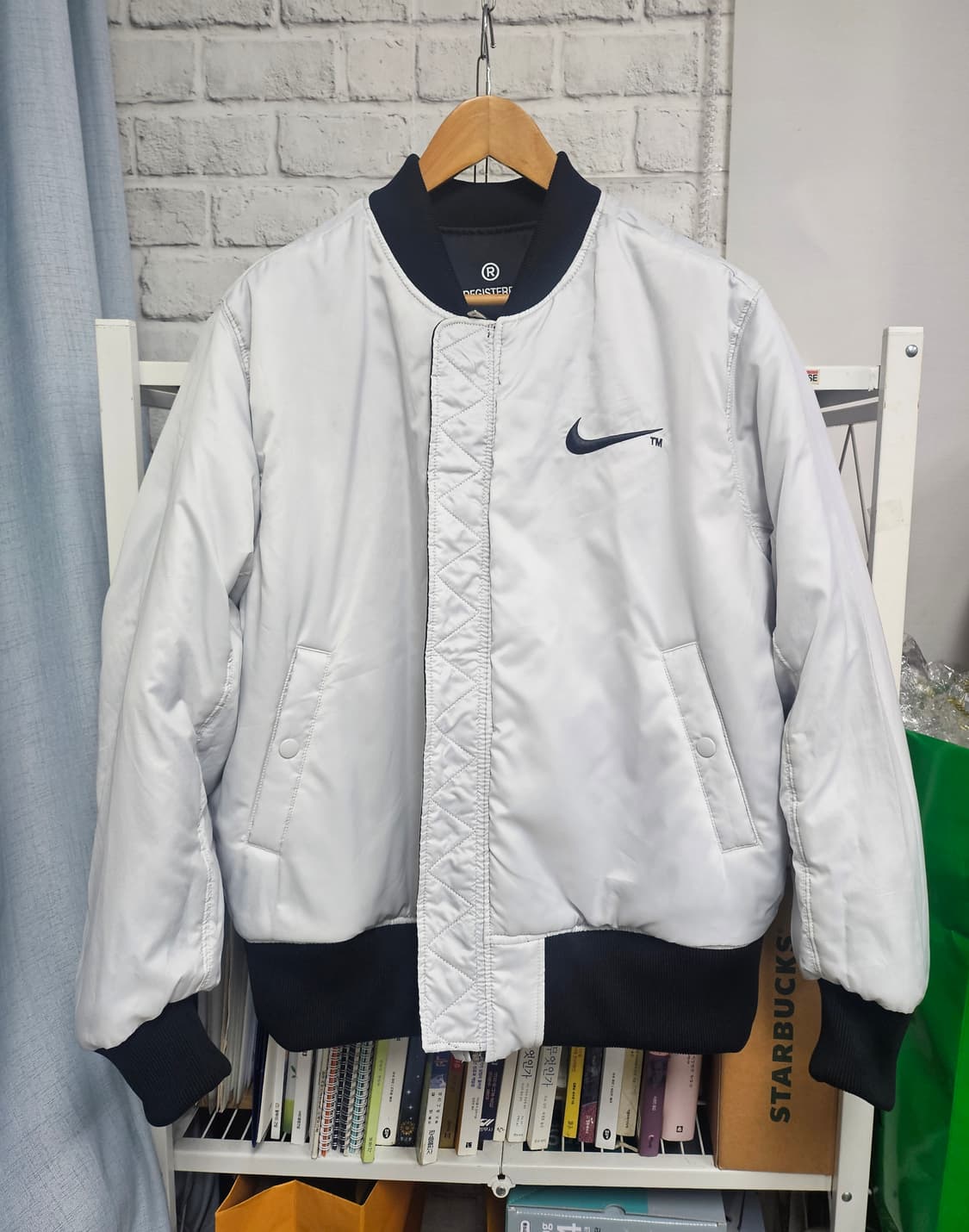 나이키 스우시 봄버자켓 XL 105 써마핏 양면 블루종 XD31 상품이미지6